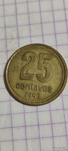 Аргентина 25 сентавос 1992