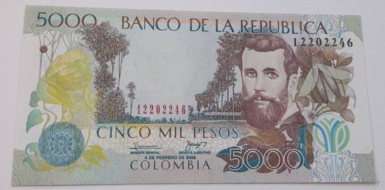 Колумбия 5000 песо 2006 года UNC