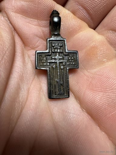 Крестик нательный старинный "Царь Славы" Сохран