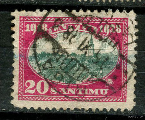 Латвия - 1928 - 10-летие Независимости. Архитектура 20S - [Mi.134] - 1 марка. Гашеная.  (Лот 13JF)-TG2P16