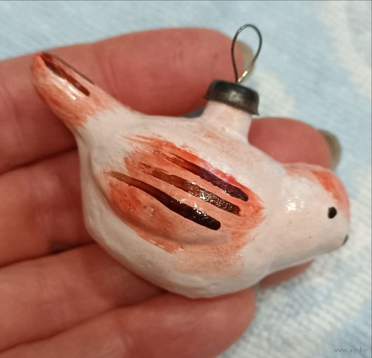Елочные игрушки, стекло, птица, птичка