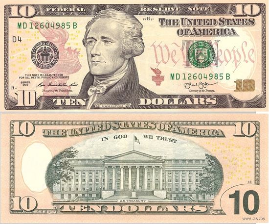 США, 10 долларов 2013 г. P540D. UNC