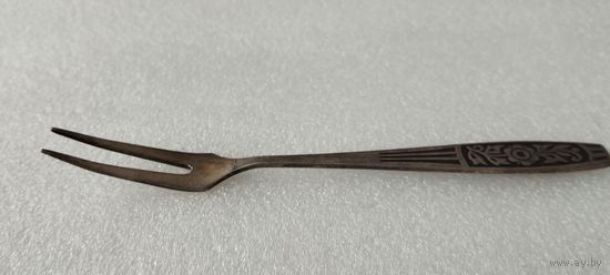 Вилка для лимона Цветок, эмаль / мельхиор. СССР