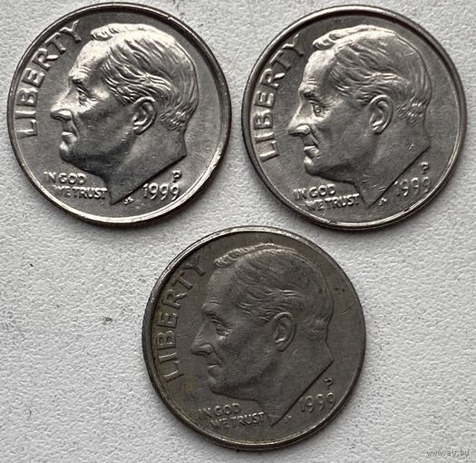 США 10 центов (1 дайм) 1999 г. P. Цена за 1 шт.