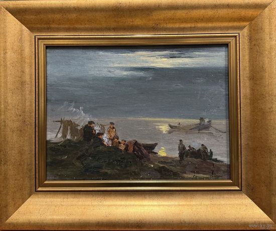 Казакевич Н.К. Заслуженный художник. "На озере Нарочь", 1963г. Холст, масло на картоне. Размер с рамой 49х40 см.