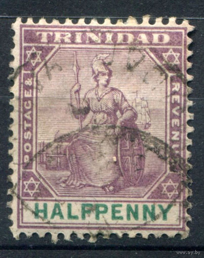Британские колонии - Тринидад - 1896/1900г. - Британия, 1/2 P - 1 марка - гашёная [Mi 37]. #4-B5-124-A-1