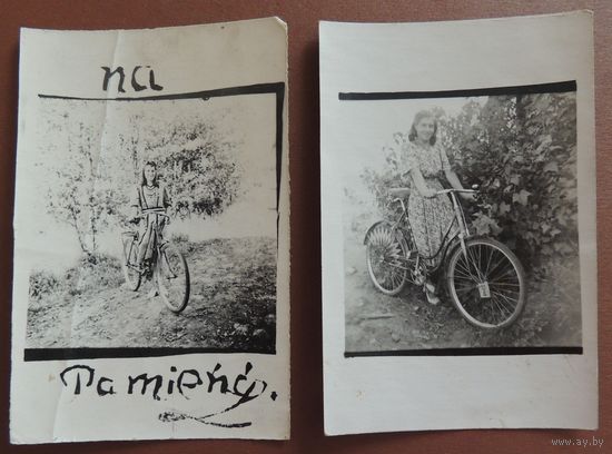 Фото "Паненки на ровэрах", 1920-1930- е гг., Западная Беларусь, 2 шт.