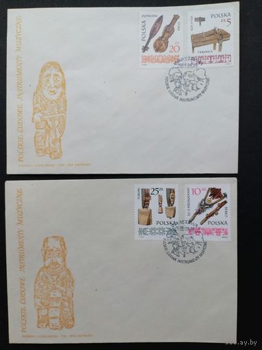 Польша 1985 Три КПД с полной серией марок "Старинные музыкальные инструменты" (спецгашение) Mi.2979-2984 каталог 5.00 евро