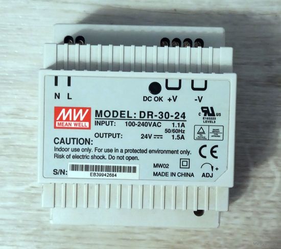 Источник питания DR-30-24 (24В, 1.5А)