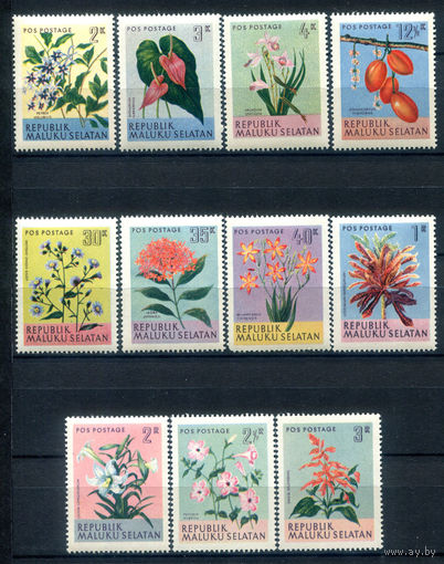 Республика Южно-Малуккских островов (Малуку Селатан) - 1953г. - флора - 11 марок - MNH. #4-W2-129-A-2