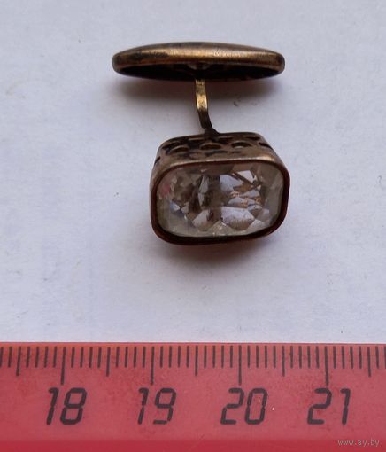 Антикварная Запонка СССР Горный Хрусталь.Серебро 875.В Позолоте