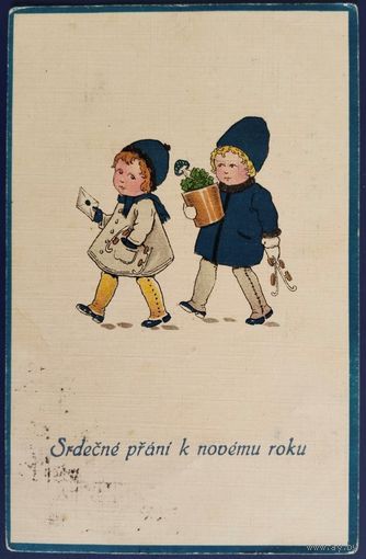 Новогодняя открытка. Чехословакия. 1924 г.