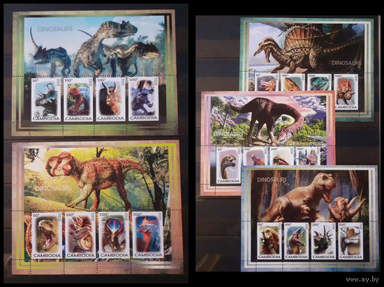 СЕРИЯ Блоков динозавры рептилии фауна MNH
