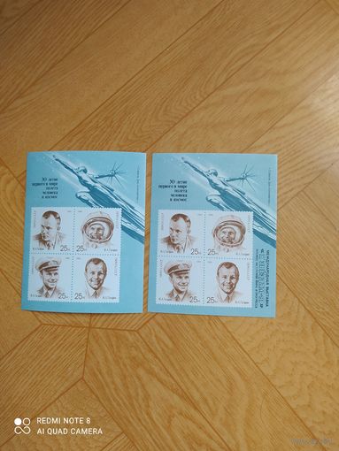 СССР 2 блока 1991 г. День космонавтики.