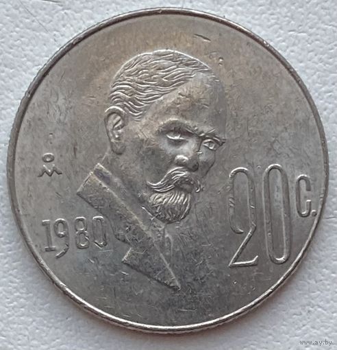 Мексика 20 сентаво 1980 г.