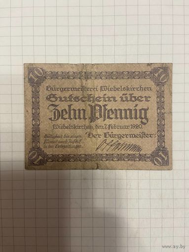 10 пфенингов (нотгельды) г. Германия.-1412