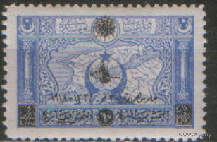 Марка с надпечаткой из серии 1919г.  Османская империя "Карта Дарданелл" MVLH