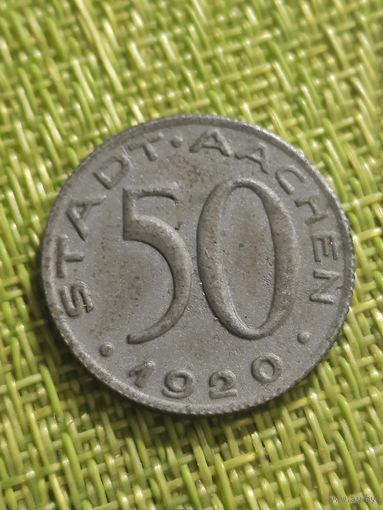 Аахен 50 пфеннигов 1920 г. (Тип 2 верхняя , встречается реже )