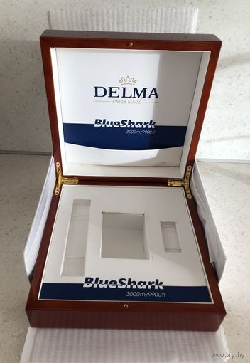 Коробка от часов Blue Shark Delma, 3000m water resistant, Швейцария, лакированное дерево, 25х25х10 см
