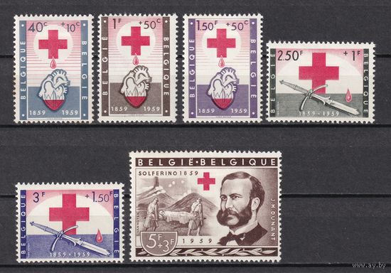 94.Bg. Бельгия. 100 лет Красному Кресту. 1959 г. Полная серия. Mi.##1149 -1154(*).