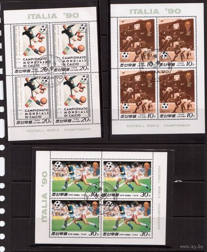 КНДР-1988,(Мих.2914-2916)   гаш., 4 м/л ,Спорт,ЧМ-90 по футболу