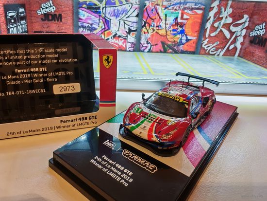 Коллекционная модель 1/64 Tarmac Ferrari 488 GTE Le Mans 2019 #51