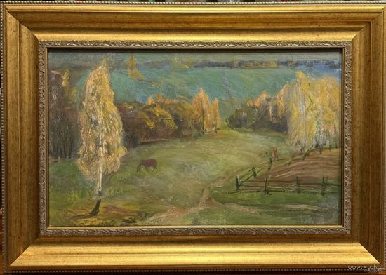 Борозна Л.Т "Пейзаж". Картон, масло. Размер с рамой 64х45 см.