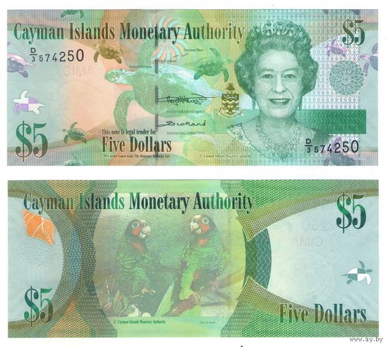 Каймановы острова(Кайманы) 5 долларов 2018 год UNC