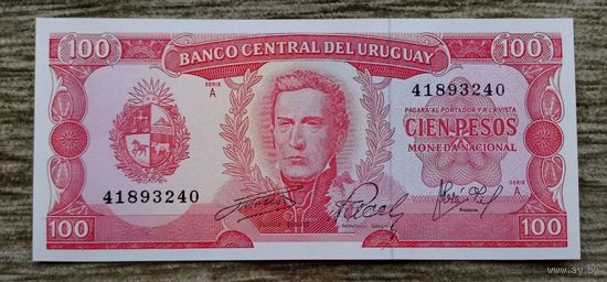 Werty71 УРУГВАЙ 100 песо 1967 UNC банкнота