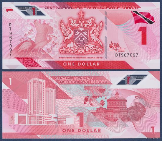 Тринидад и Тобаго, 1 доллар 2020 г, P-W60 (DT, полимер, алый ибис), UNC