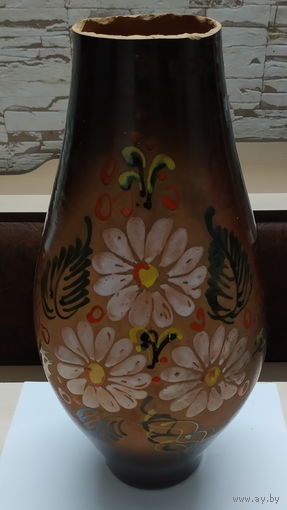Ваза большая декоративная интерьерная. Керамика. Эмаль. 39 см.