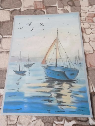 Пейзаж картина бумага,пастель,формат А3( 420х297мм) в файлике