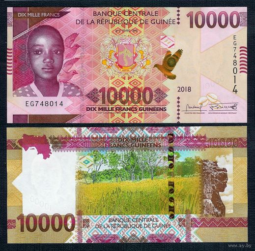 Гвинея 10000 франков 2018 год, UNC