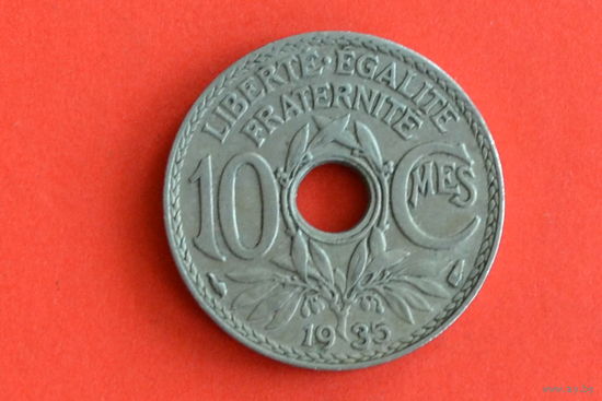 Франция 10 сантимов 1935 с 1 руб