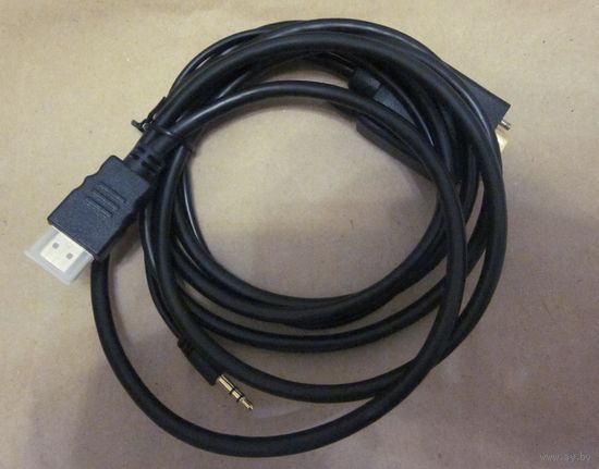 Кабель-адаптор, Кабель-переходник с VGA и AUX miniJack 3.5мм в HDMI