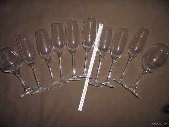 Фужеры,бокалы стеклянные из СССР,10 предметов.С рубля