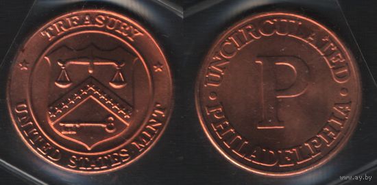 Treasury United States Mint -- P uncirculated Philadelphia. США жетон монетного двора Филадельфии (19.5(1,66)мм) (6873_