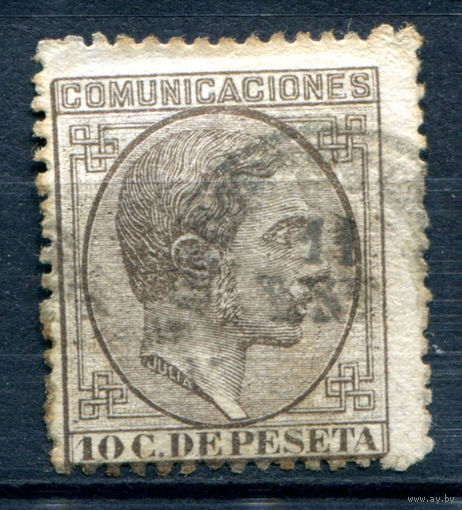 Испания (Королевство) - 1878г. - король Альфонсо XII, 10 с - 1 марка - гашёная [Mi 168]. #1-Sp-17-A-1