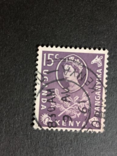 Кения, Уганда и Танганьика 1960.  Цветы, животные и местные мотивы