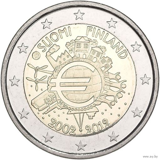 2 Евро Финляндия 2012 10 лет наличному евро UNC из ролла