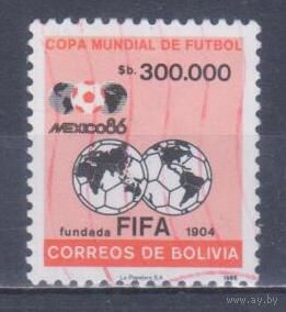 [211] Боливия 1986. Спорт.Футбол.Чемпионат мира. Гашеная марка.