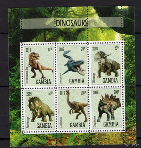 СЕРИЯ Блоков динозавры рептилии фауна MNH