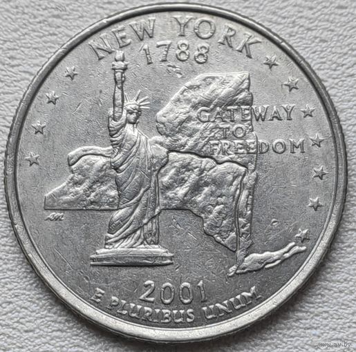 США 25 центов (квотер) 2001 D New York