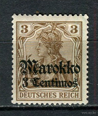 Немецкая почта в Марокко - 1911/1919 - Надпечатка Marokko 3C на 3Pf - [Mi.46] - 1 марка. Гашеная.  (Лот 50HE)-T41P6