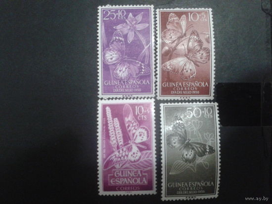 Гвинея 1953-8 колония Испании Бабочки, полная серия 1958 г. + 1 марка 1953 г.