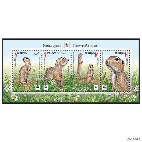 2015 БЕЛАРУСЬ Малый лист "Марки с логотипом WWF. Крапчатый суслик" MNH