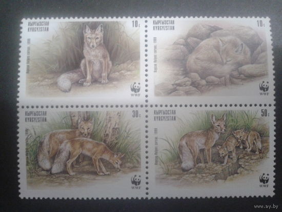 Киргизия 1999 Лисы-корсаки WWF квартблок