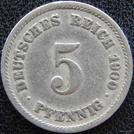 YS: Германия, Рейх, 5 пфеннигов 1900F, KM# 11