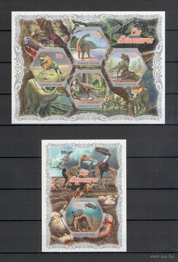 Кот-д'Ивуар 2018 Фауна динозавры 1 лист и 1 блок MNH**
