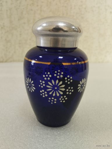 Чайница (ёмкость для хранения чая), кобальтовое стекло. СССР